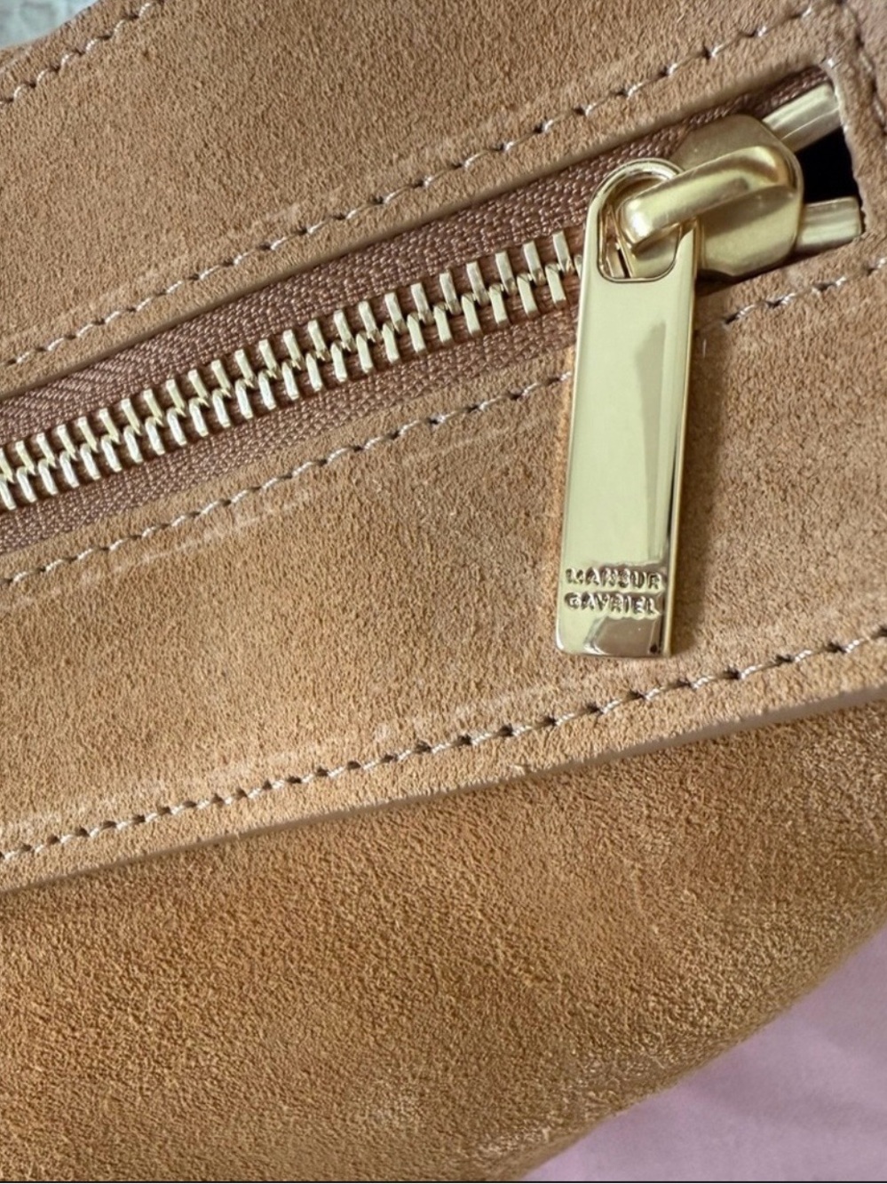 Brand New!! Mansur Gavriel Half Moon Suede Crossbody Bag in Caramel; NWT $695 - Picture 13 of 15